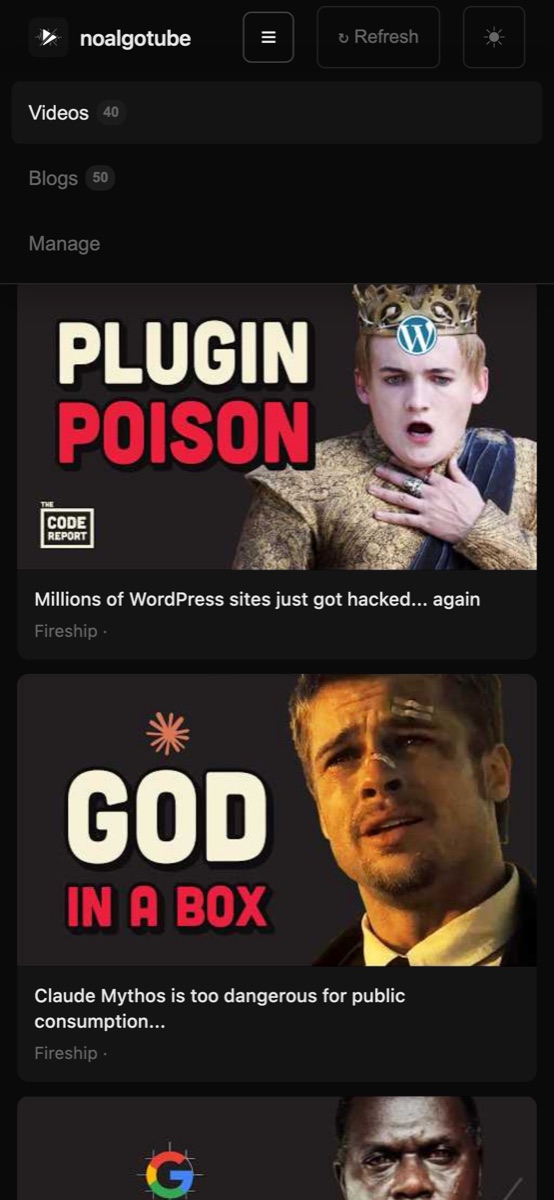 Mobile hamburger navigation menu open