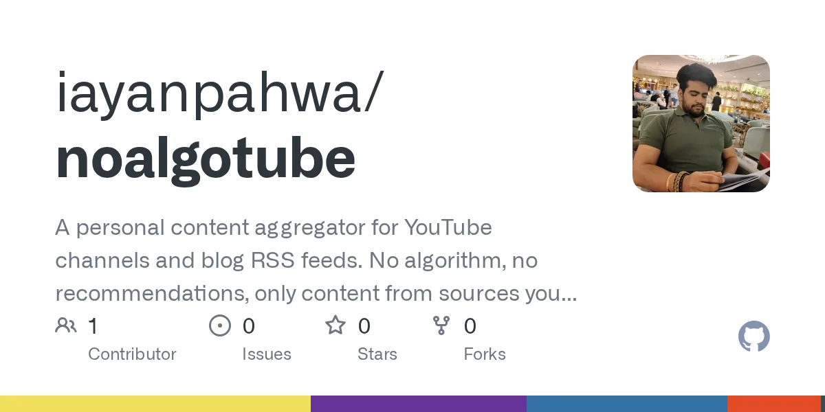 noalgotube — algorithm-free YouTube and RSS reader